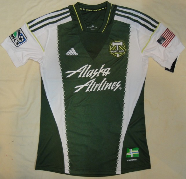 2013 Portland Timbers Home Green&White Soccer Jersey Shirt - Click Image to Close